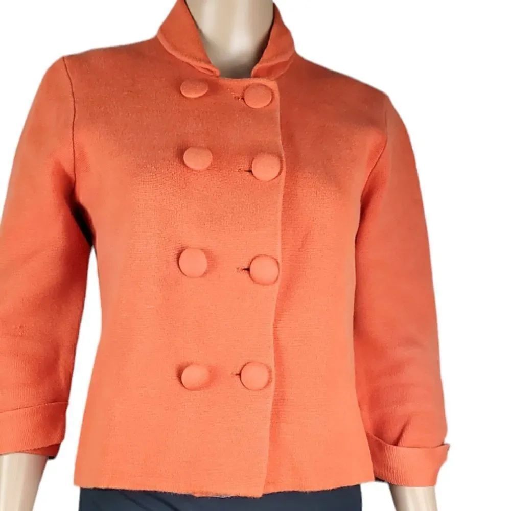 J. Crew Orange Knit Jacket with Tie Bow